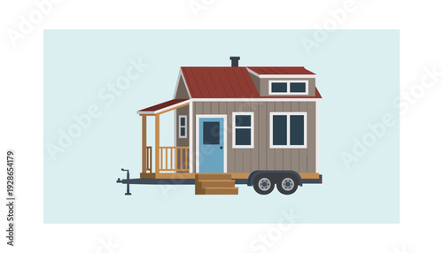 Cozy tiny home on trailer with modern design elements