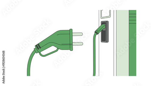 Electric vehicle charging with green cord and plug