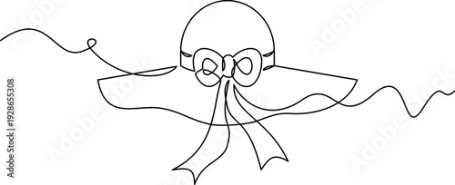 one line art Sun Hats vector illustration. line art, one continuous line, simple, hand drawn and sketch style. for icons, symbols, signs or logos. PNG