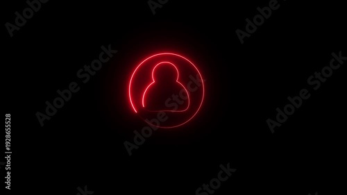Glowing neon geometric shape line animation. Neon  line frame on black background.