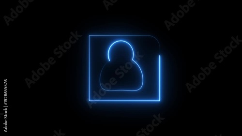 Glowing neon geometric shape line animation. Neon  line frame on black background.