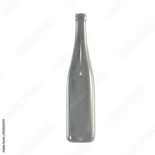A tall dark glass bottle stands upright with a long narrow neck and smooth edges. Vector illustration