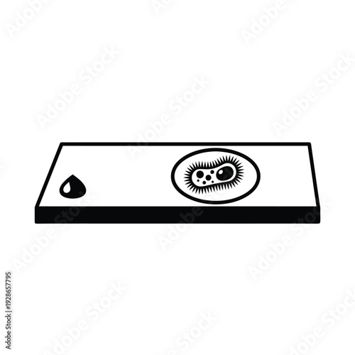 Microscope slide with bacteria and a drop of liquid.