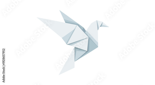Origami dove in flight a symbol of peace and freedom.