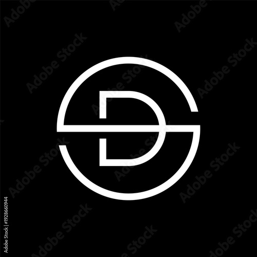 Letter SD or DS minimalist monogram logo design