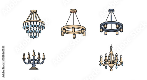 Chandelier Line art bright abstract color