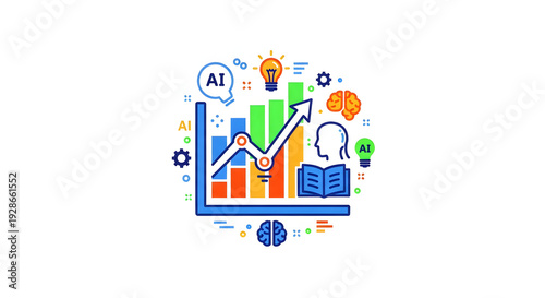 AI powered analytics and growth concept on white background