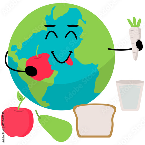 World Health Day Illustration. World health day cards set with heart and planet mascots. 70s retro cartoon chcracters and lettering. Linear hand drawn flat vector illustration. world health day. Steth