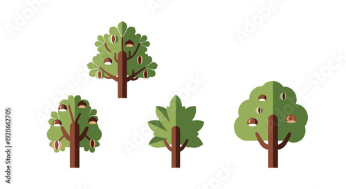 Chestnut tree Line abstract bright color illustration