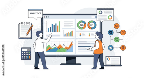 Business Professionals Analyzing Data on Computer Screen.