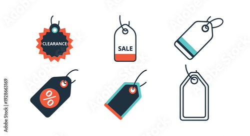 Clearance tag Line creative tone color illustration