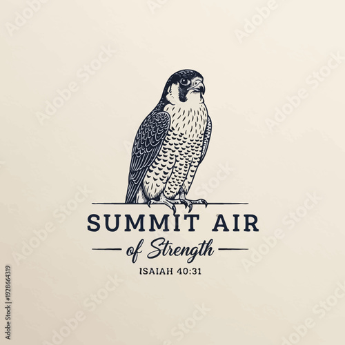 Detailed illustration of a majestic peregrine falcon perched on a branch.