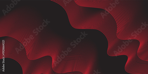 Abstract background with lines and waves. Medium banner size. Element for design. Vector background for brochure, booklet, flyer, poster. Red and black gradient. Black Friday banner