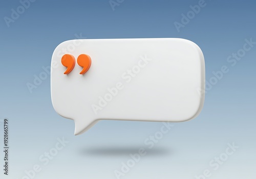 Speech bubble with quotation marks on blue gradient background for communication and quotes  symbol for dialogue and text