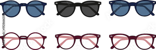 Eyeglasses Collection with Various Frame Styles for Fashion Accessories, Eye Care, and Optical Design