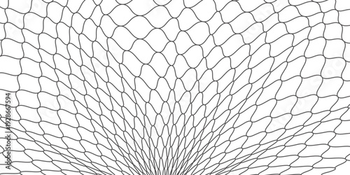 Fishing net seamless pattern. Mosquito protection flying insect plastic net. Football gates mesh texture. Basketball hoop pattern. Chain link fence. Vector illustration on white background.