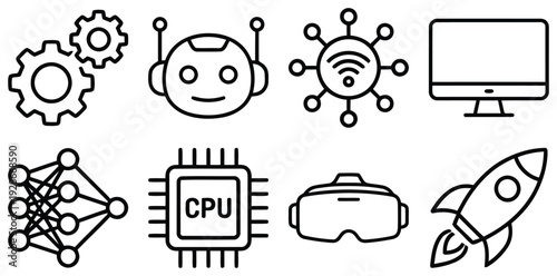Set of 8 technology icons vector