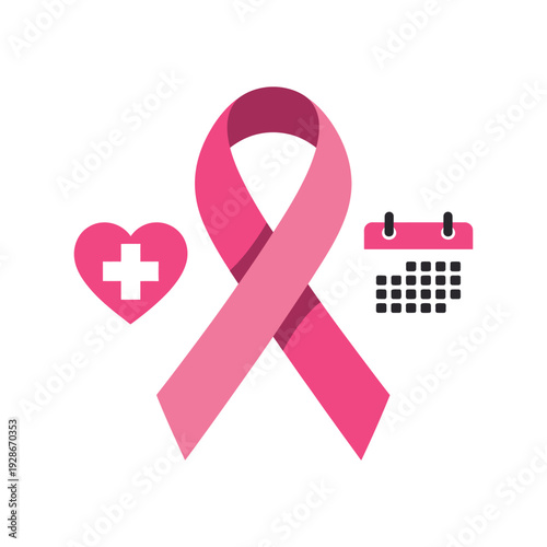 Pink awareness ribbon symbolizes breast cancer health support.