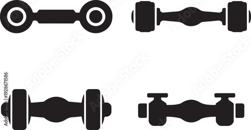 Minimalist dumbbell fitness icons set - flat vector workout equipment Vector