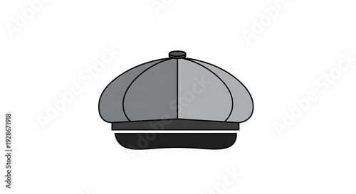 Stylish grey flat cap illustration for fashion, vintage, or casual wear designs, a classic headwear accessory icon in simple vector art perfect for themed projects and apparel branding