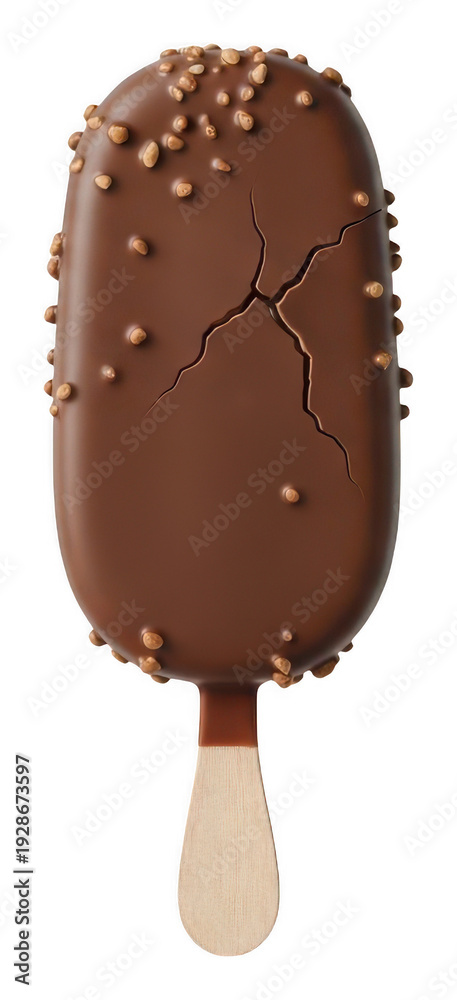 Obraz premium Chocolate ice cream bar png crunchy almonds png realistic crack png frozen dessert png sweet treat png isolated png transparent background image