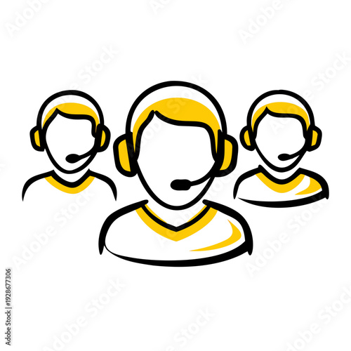 A diverse team of customer support agents wearing headsets, collaborating to provide online assistance and communication.
