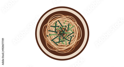 Plate of Noodles with Green Onions.