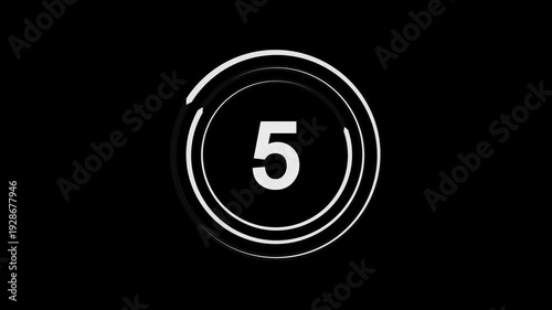 Countdown animation from 10 to 0 second. On transparent background with alpha channel. Launch countdown timer startup movie, Motion graphics of countdown concept, 4k,...