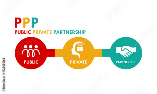 Public Private Partnership (PPP) logo featuring people, security lock, and handshake icons representing collaboration between government and private sectors for development.