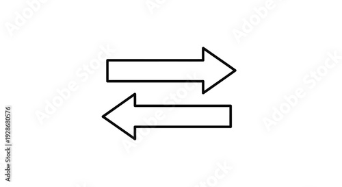 Vector graphic illustration showing two outlined arrows, one pointing right and the other left, representing exchange, transfer, or opposing directions, perfect for various design projects.