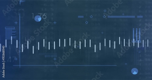 Φωτογραφία Displaying central horizontal waveform on blue HUD, showing baseline, white bars