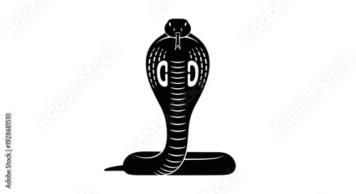 Black Cobra Snake Illustration with Hood.