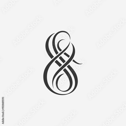 Tableau sur toile Elegant and intricate calligraphic ampersand symbol design.