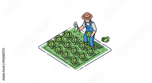 Farmer Inspecting Crops in the Field.