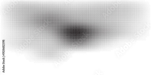 Dotted halftone gradient texture. Vanishing polka dot background. Repeating dots gradation pattern background. Black fading comic pop art overlay backdrop. Raster effect wallpaper. Vector halftone