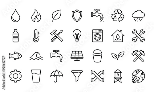 Set of 25 eco friendly icons vector