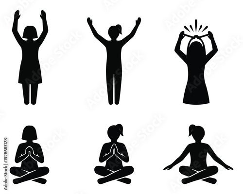Women's Yoga and Meditation Poses Silhouettes Collection