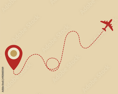 Airplane Flight Path from Location Pin