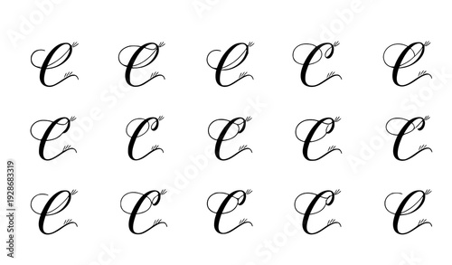 Elegant Script Letter C Logo Icon Collection with Luxury Monogram Vector on White Background