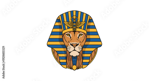 Ancient Egyptian Sphynx Head Illustration.