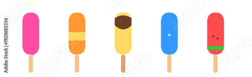 Chocolate Dipped Vanilla Ice Cream Bar on Stick Vector Illustration