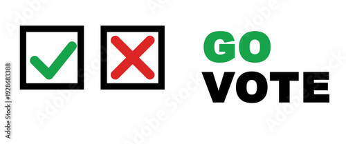 Go Vote Concept with Checkmark and Cross Ballot Icons