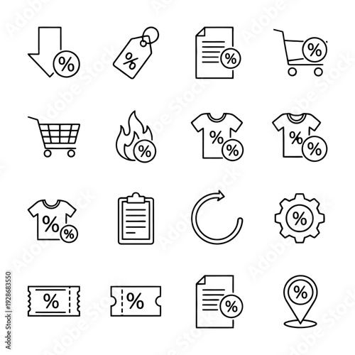 Set of 16 discount icons vector