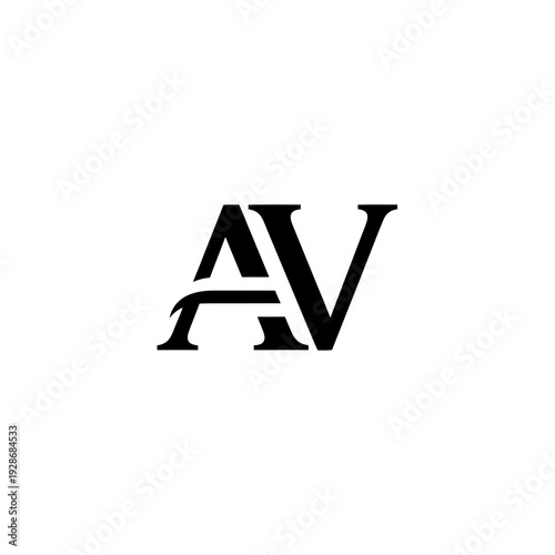 AV Monogram Logo Design Black and White.