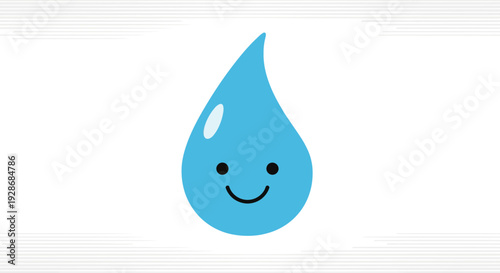 Smiling blue water droplet with happy face