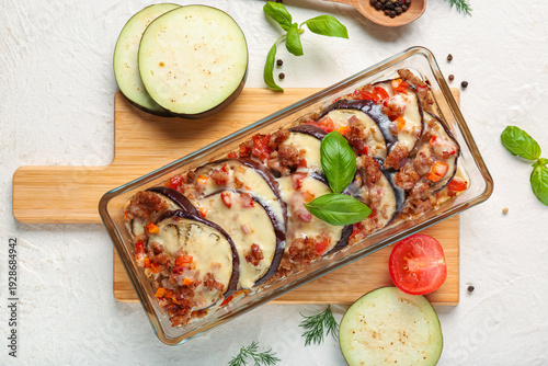 Baking dish with eggplant s...