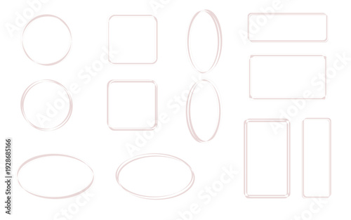 セピア色の円と長方形のフレームセット。