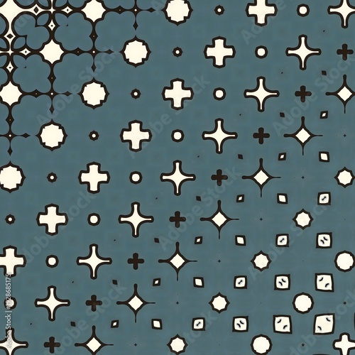 A blue and white pattern of stars. The stars are in different sizes and are scattered throughout the image