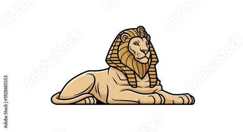 Ancient Egyptian Sphinx Statue Illustration Design.