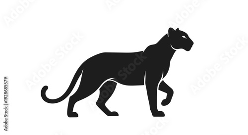 Black Panther Silhouette Walking Forward.